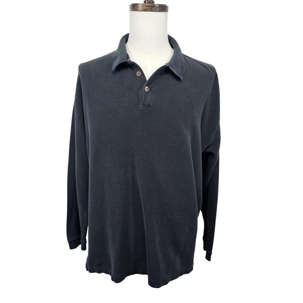 Tommy Bahama Silk Blend Polo Shirt Mens 2XL Gray Long Sleeve Knit Blemish‎